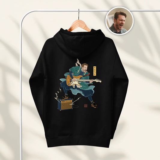 Custom Portrait Samurai Electric Guitar Japanese Ukiyo-e Unisex Hoodie