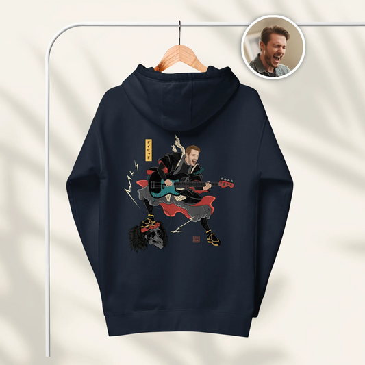 Custom Portrait Samurai Bassist Japanese Ukiyo-e Unisex Hoodie