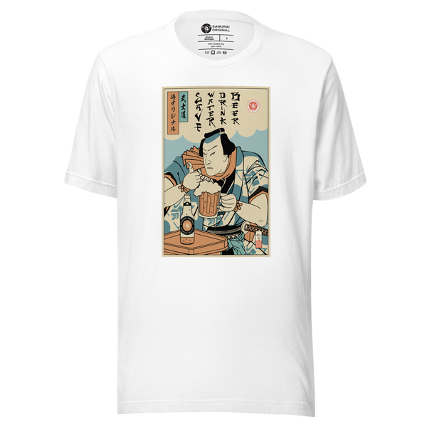 Samurai Save Water Drink Beer Ukiyo-e Funny Saying Unisex T-Shirt