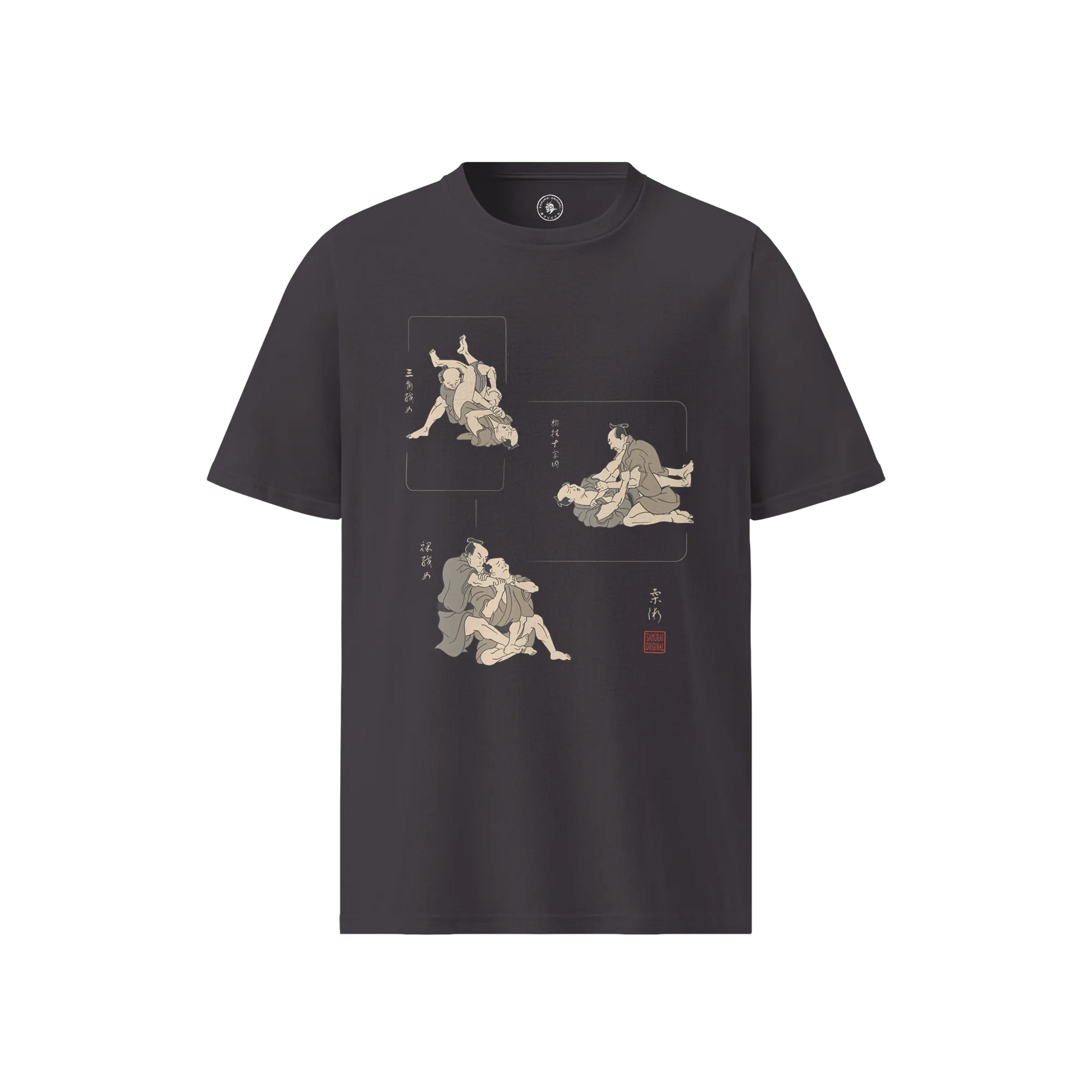 BJJ Ukiyo-e Skills Organic T-shirt Anthracite - Samurai Original