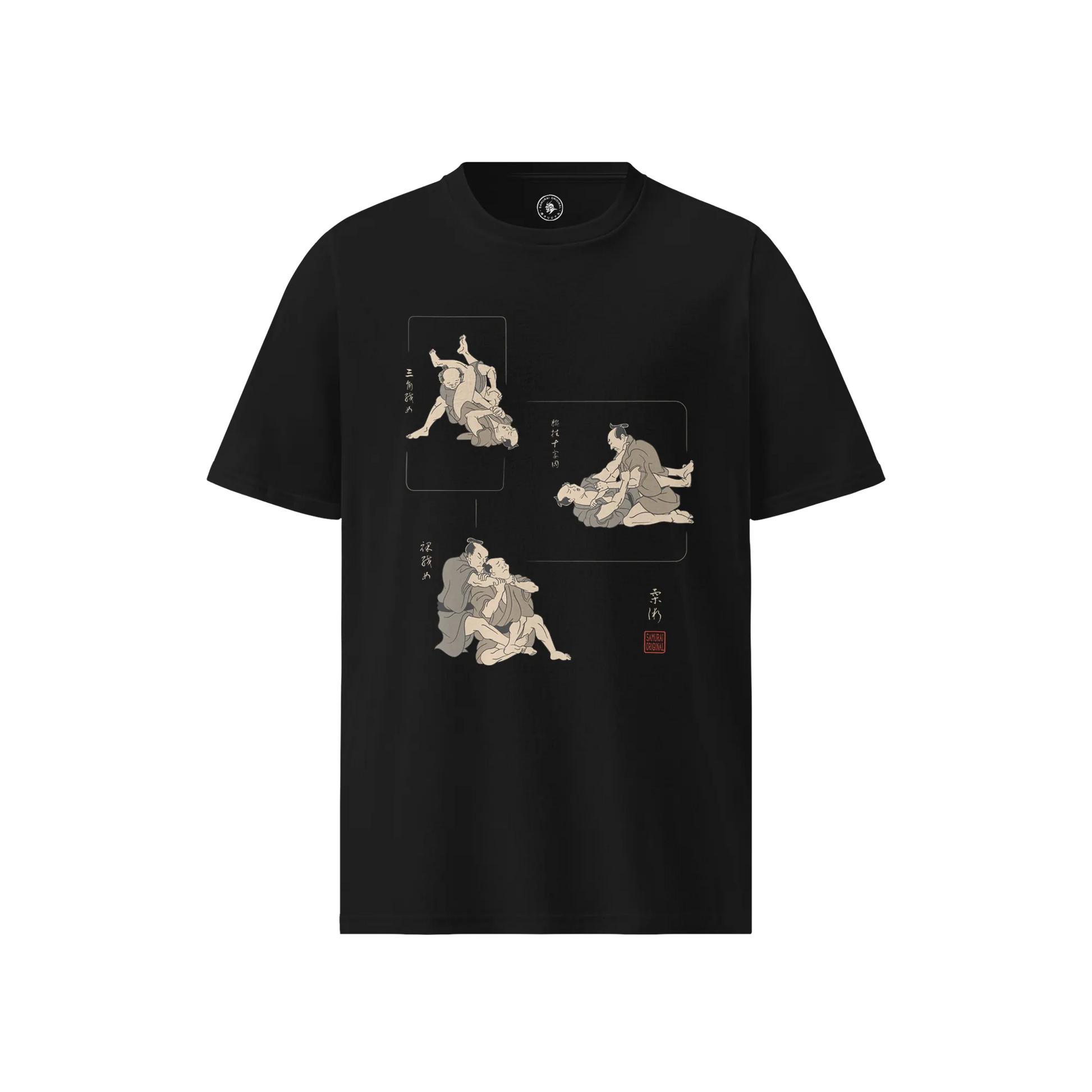 BJJ Ukiyo-e Skills Organic T-shirt Black - Samurai Original
