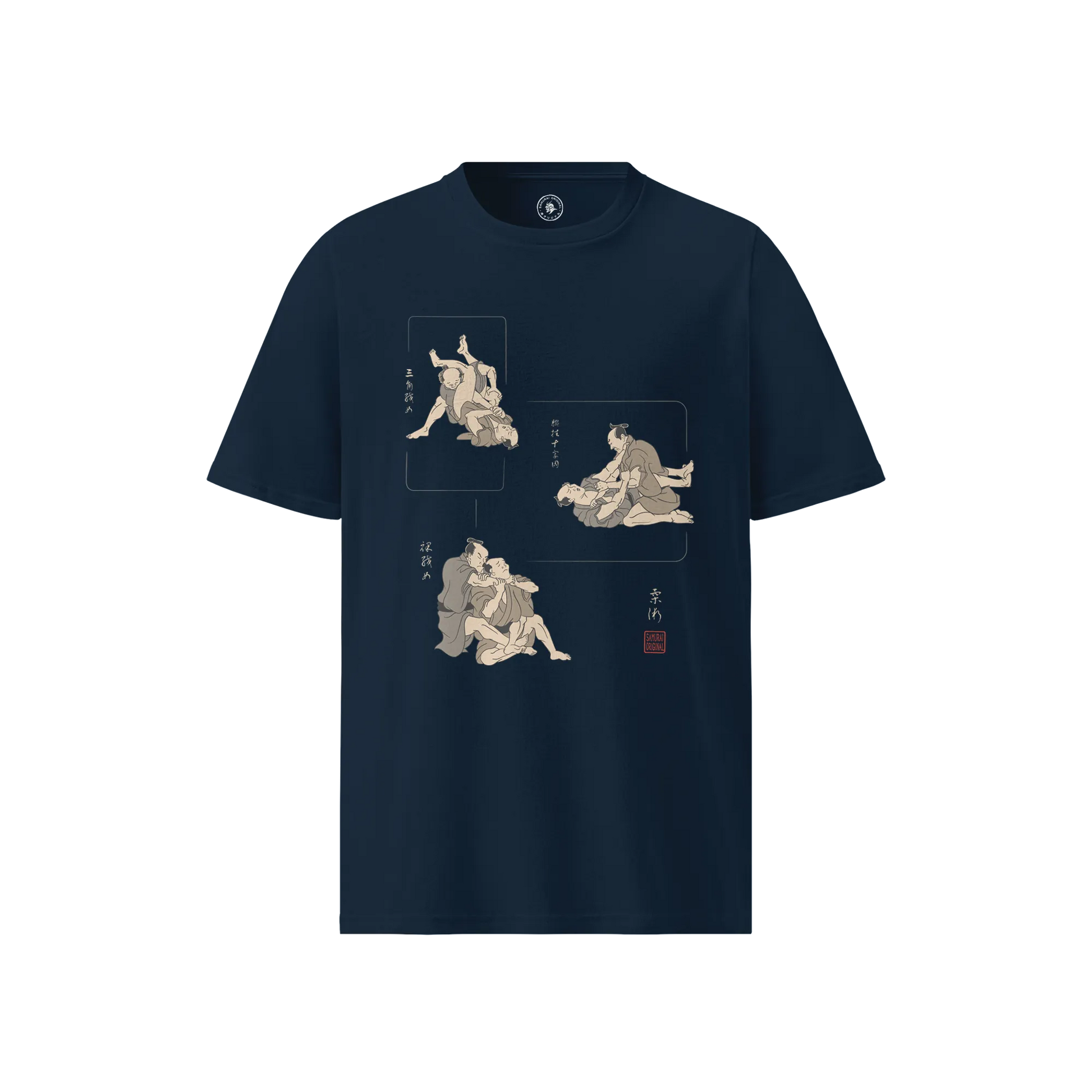 BJJ Ukiyo-e Skills Organic T-shirt French Navy - Samurai Original