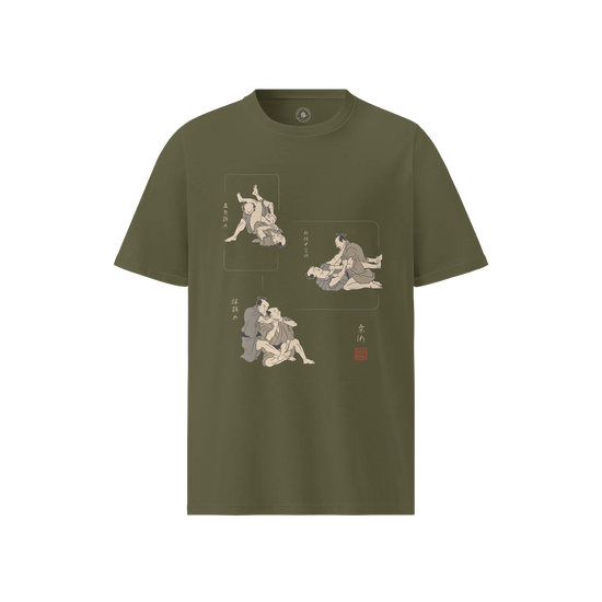 BJJ Ukiyo-e Skills Organic T-shirt Khaki - Samurai Original