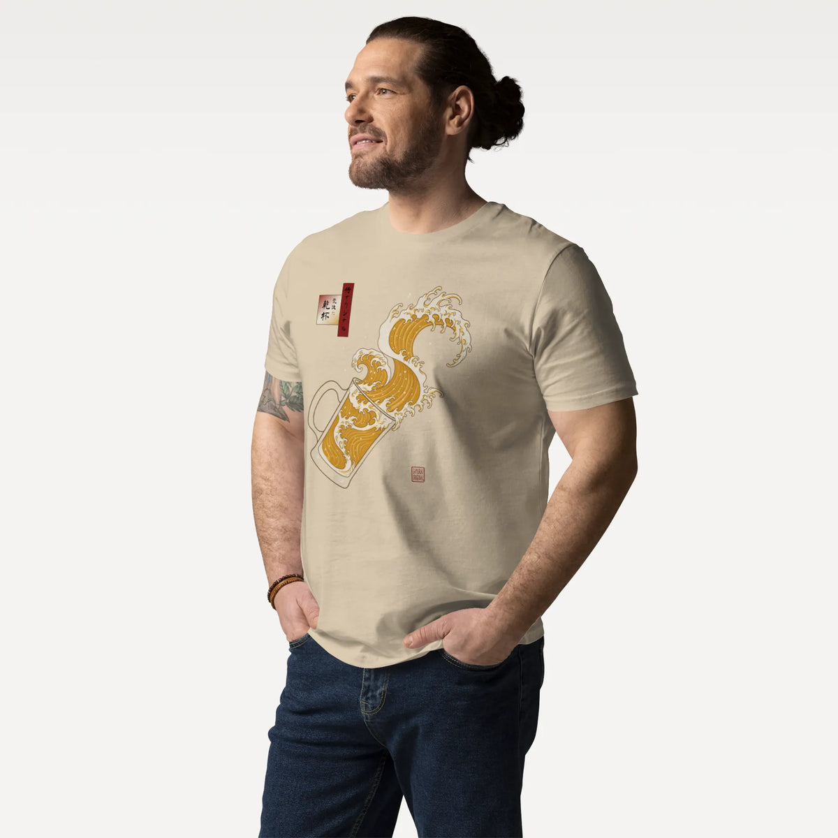 Beer Wave Ukiyo-e Organic T-Shirt - Samurai Original