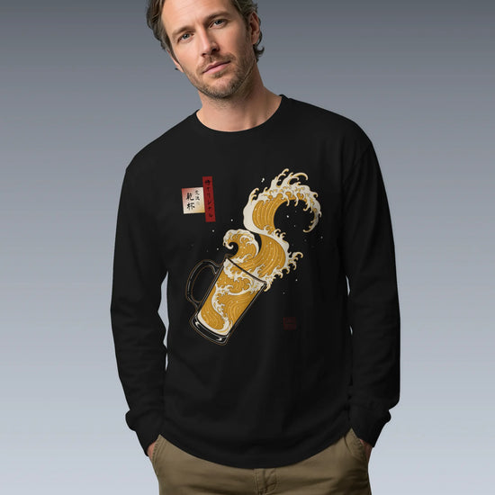 Beer Wave Ukiyo-e Unisex Long Sleeve Tee - Samurai Original