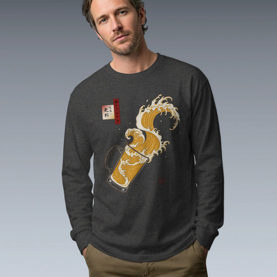 Beer Wave Ukiyo-e Unisex Long Sleeve Tee - Samurai Original