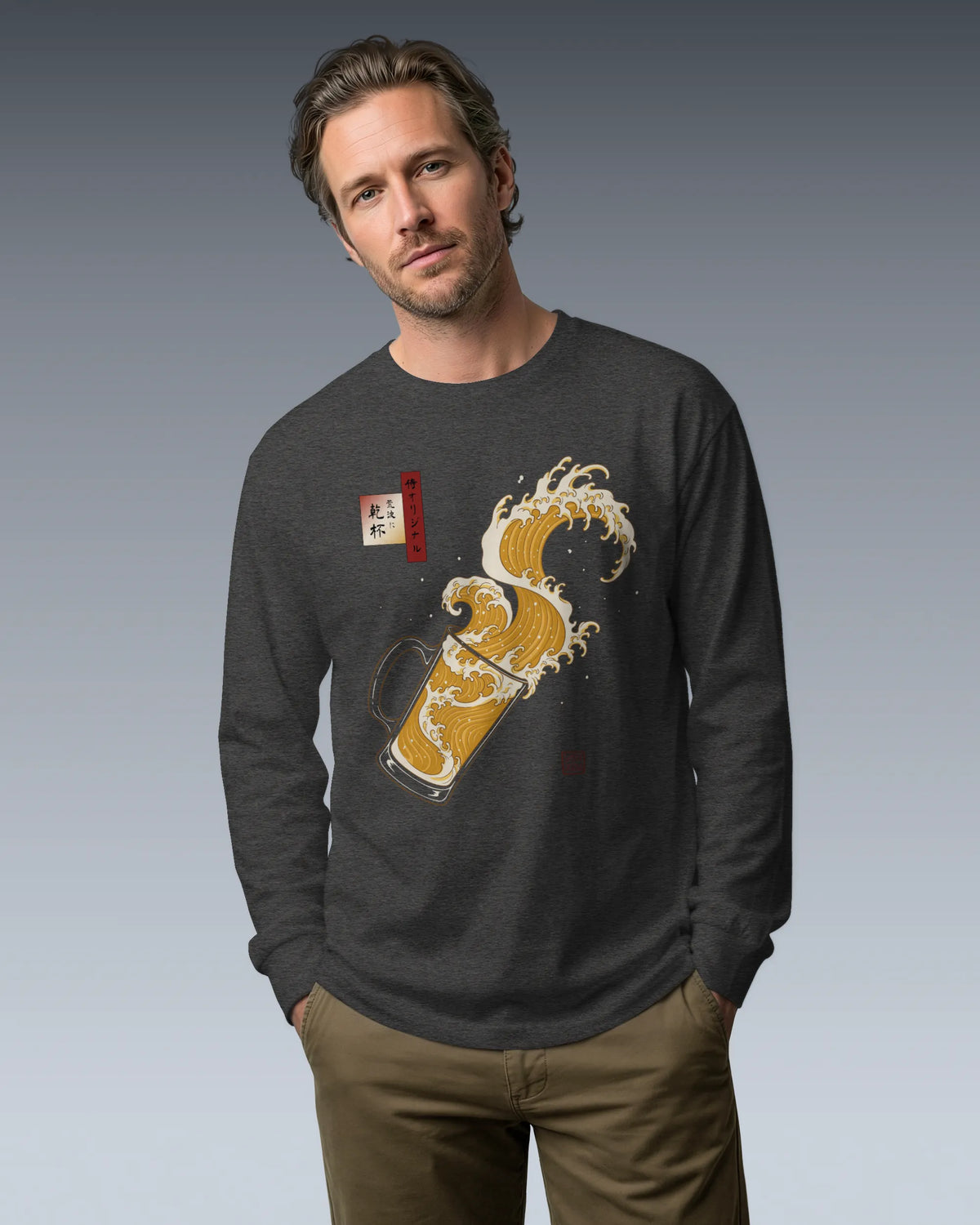 Beer Wave Ukiyo-e Unisex Long Sleeve Tee - Samurai Original