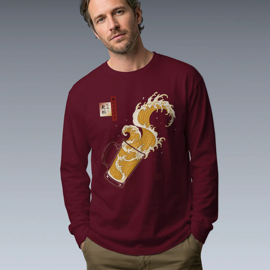 Beer Wave Ukiyo-e Unisex Long Sleeve Tee - Samurai Original