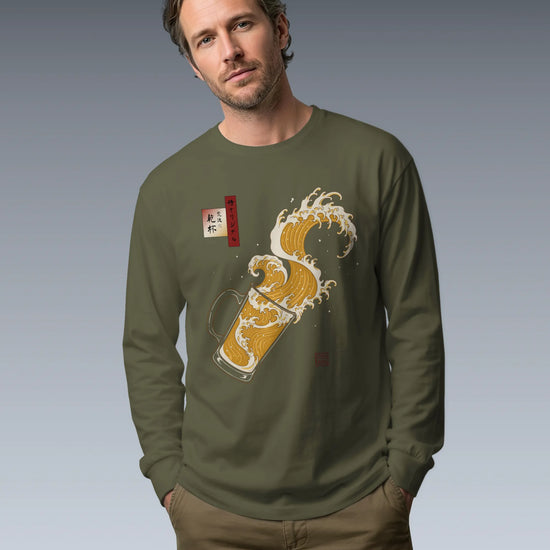 Beer Wave Ukiyo-e Unisex Long Sleeve Tee - Samurai Original