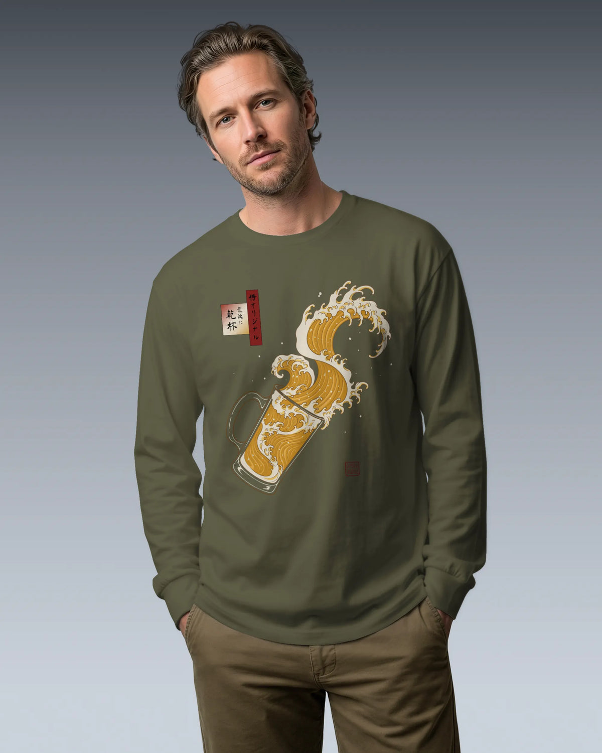 Beer Wave Ukiyo-e Unisex Long Sleeve Tee - Samurai Original