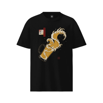 Beer Wave Ukiyo-e Organic T-Shirt Black - Samurai Original