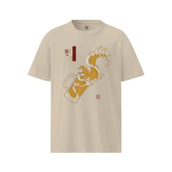 Beer Wave Ukiyo-e Organic T-Shirt Desert Dust - Samurai Original