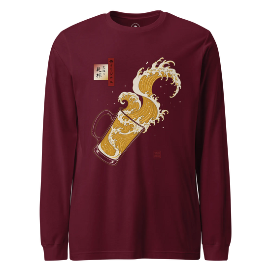 Beer Wave Ukiyo-e Unisex Long Sleeve Tee - Samurai Original