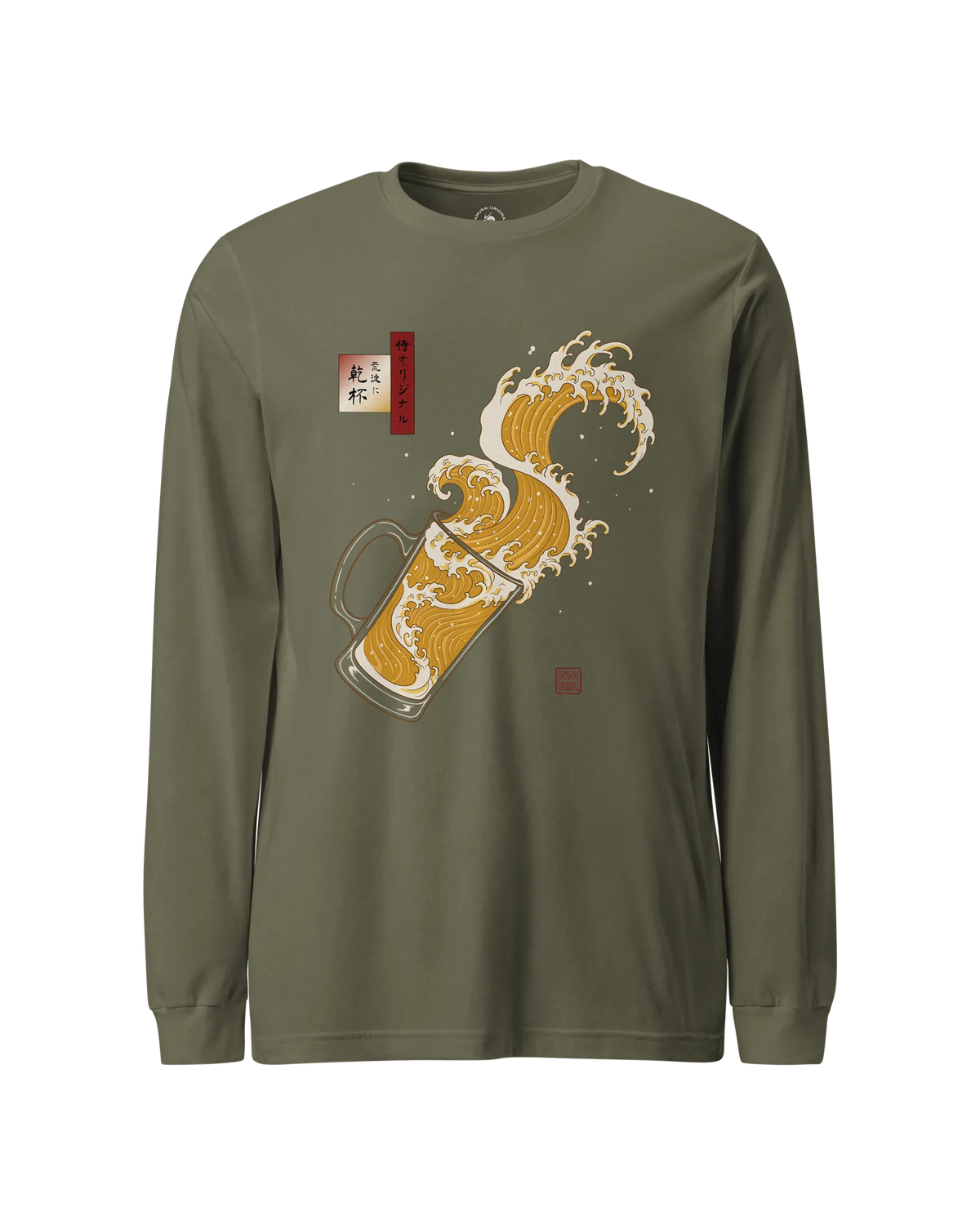 Beer Wave Ukiyo-e Unisex Long Sleeve Tee - Samurai Original