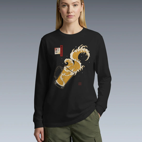 Beer Wave Ukiyo-e Unisex Long Sleeve Tee - Samurai Original