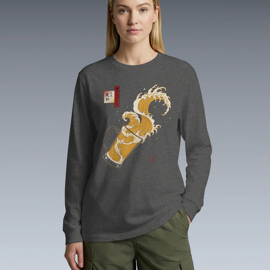 Beer Wave Ukiyo-e Unisex Long Sleeve Tee - Samurai Original
