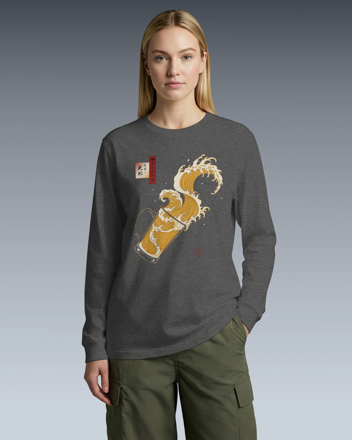 Beer Wave Ukiyo-e Unisex Long Sleeve Tee - Samurai Original
