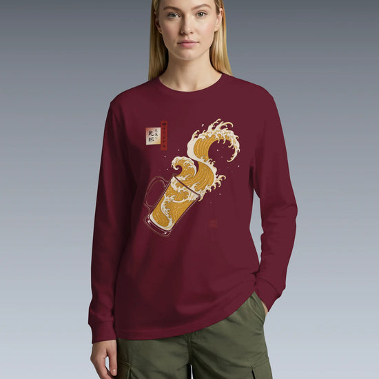 Beer Wave Ukiyo-e Unisex Long Sleeve Tee - Samurai Original