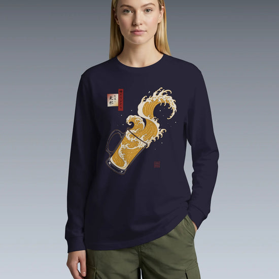 Beer Wave Ukiyo-e Unisex Long Sleeve Tee - Samurai Original