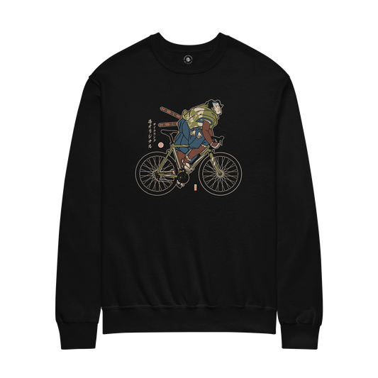 Bicycle Racing Samurai Road Bike Ukiyo-e Unisex Sweatshirt Black - Samurai Original