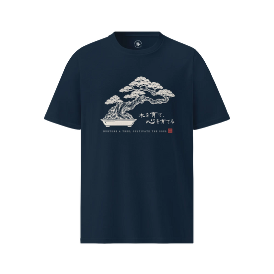 Bonsai – Nurture a Tree Nurture the Soul Organic T-Shirt French Navy - Samurai Original