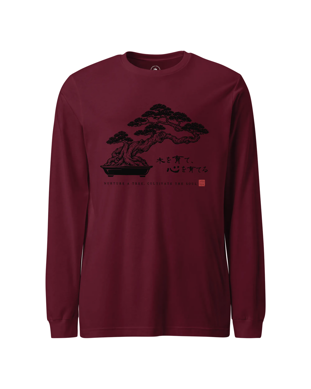 Bonsai – Nurture a Tree Nurture the Soul Unisex Long Sleeve Tee Maroon - Samurai Original