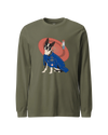 Boston Terrier Funny Dog Japanese Ukiyo-e Unisex Long Sleeve Tee 2 Military Green - Samurai Original
