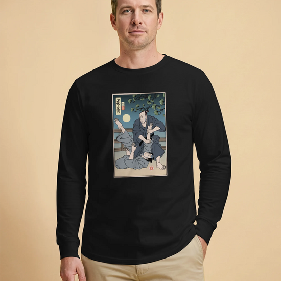 Brazilian Martial Jiu Jitsu 3 Ukiyo-e Unisex Long Sleeve Tee - Samurai Original