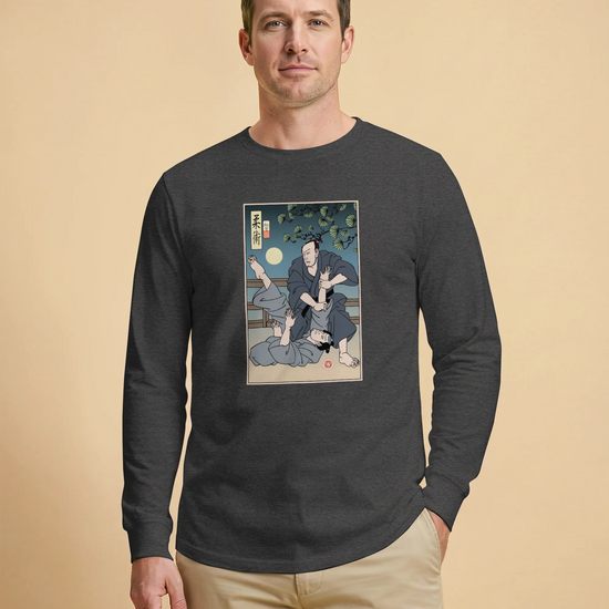 Brazilian Martial Jiu Jitsu 3 Ukiyo-e Unisex Long Sleeve Tee - Samurai Original