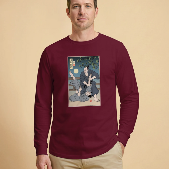 Brazilian Martial Jiu Jitsu 3 Ukiyo-e Unisex Long Sleeve Tee - Samurai Original