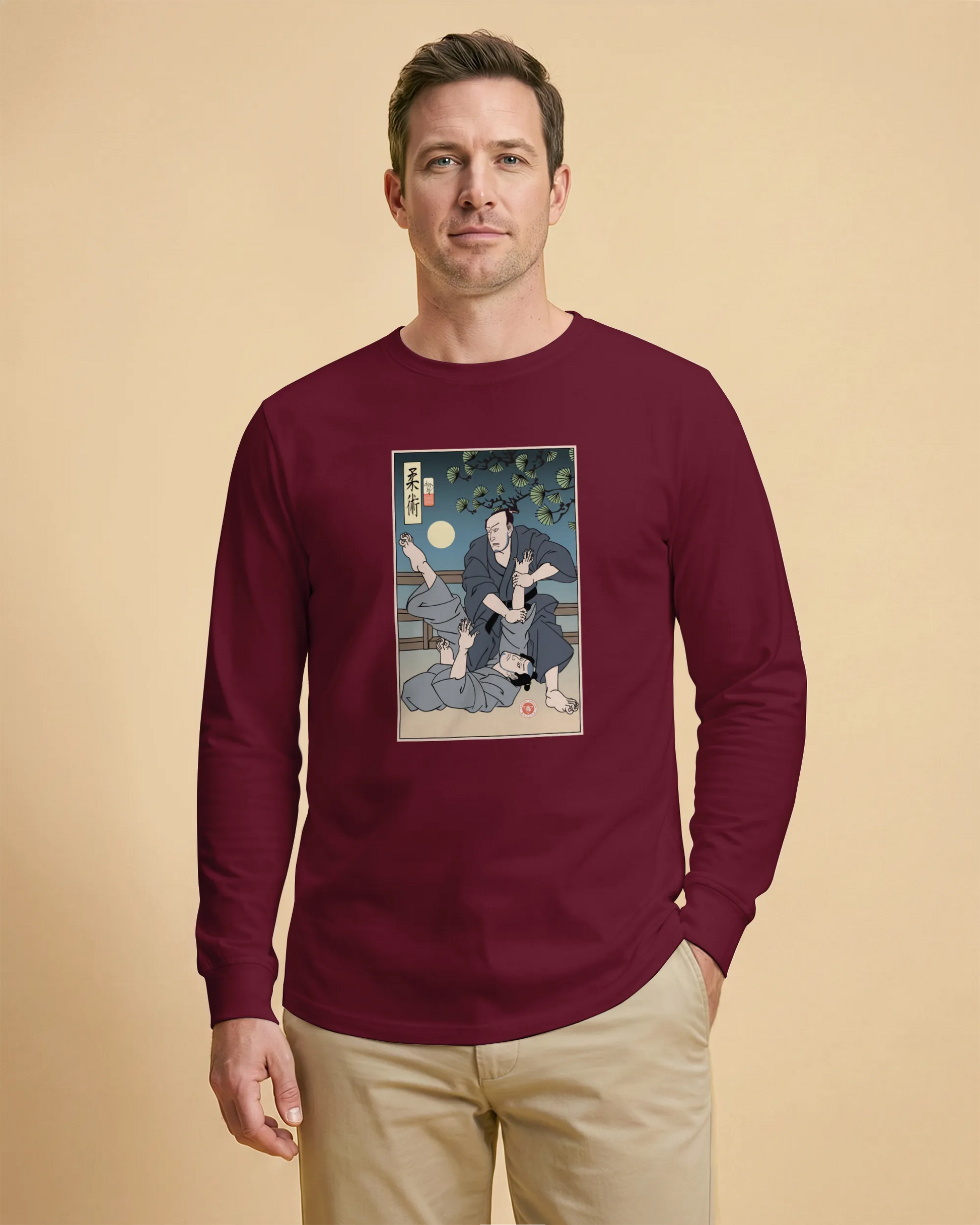 Brazilian Martial Jiu Jitsu 3 Ukiyo-e Unisex Long Sleeve Tee - Samurai Original