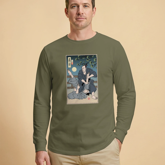 Brazilian Martial Jiu Jitsu 3 Ukiyo-e Unisex Long Sleeve Tee - Samurai Original