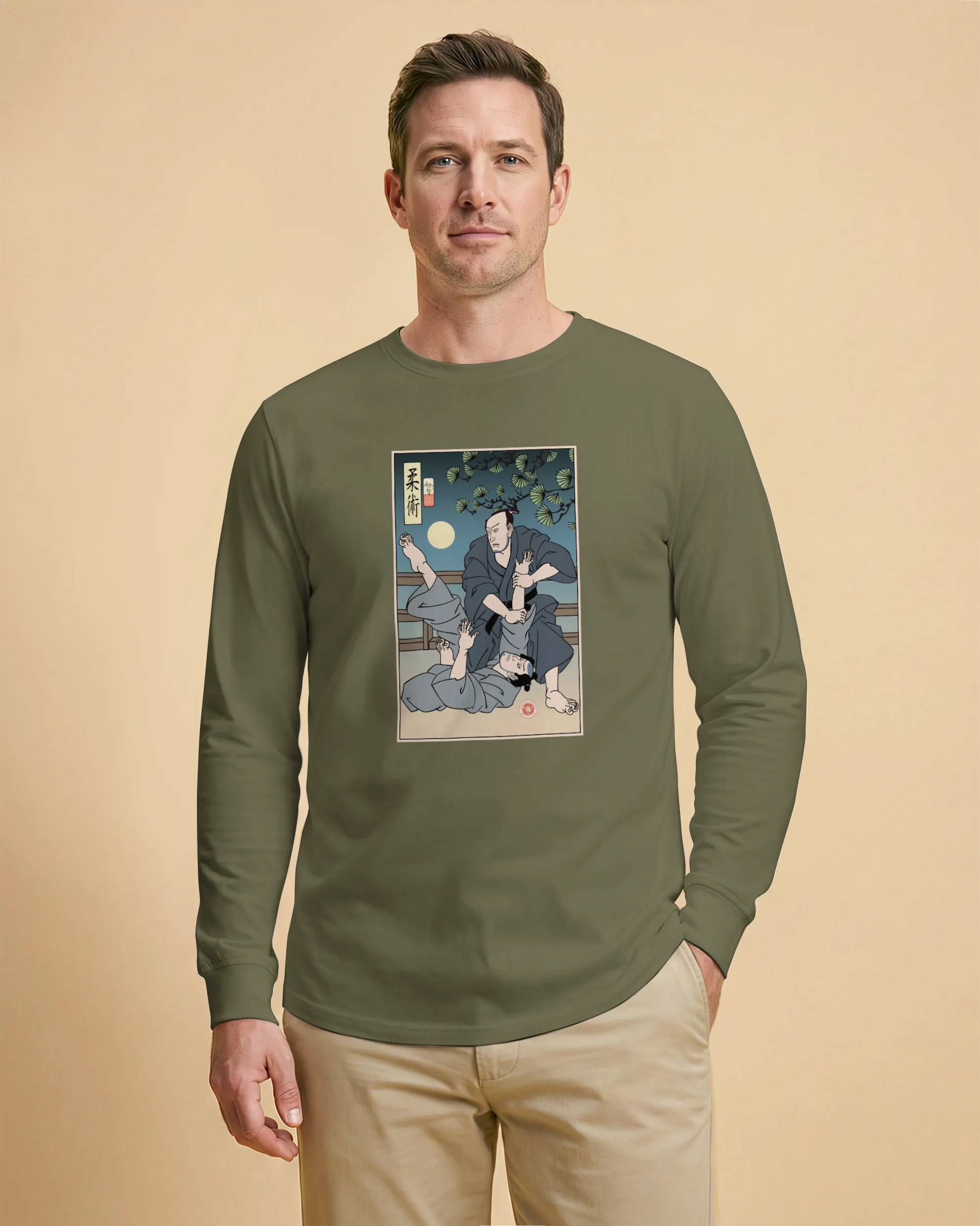 Brazilian Martial Jiu Jitsu 3 Ukiyo-e Unisex Long Sleeve Tee - Samurai Original