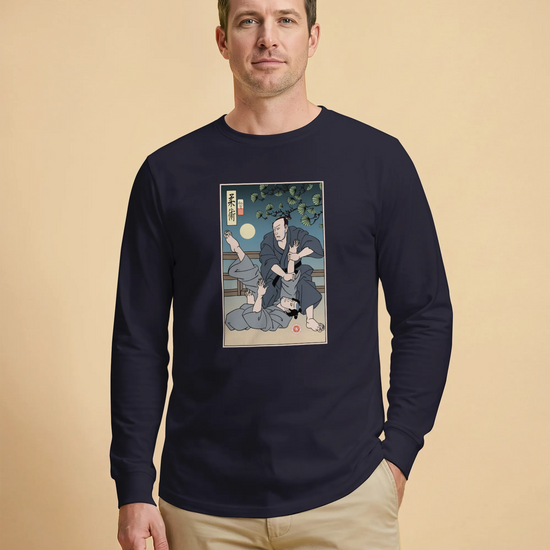 Brazilian Martial Jiu Jitsu 3 Ukiyo-e Unisex Long Sleeve Tee - Samurai Original