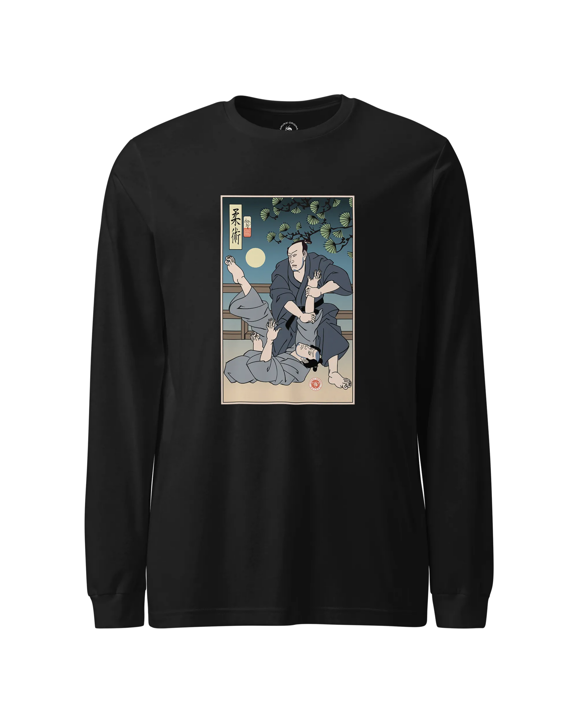 Brazilian Martial Jiu Jitsu 3 Ukiyo-e Unisex Long Sleeve Tee Black - Samurai Original