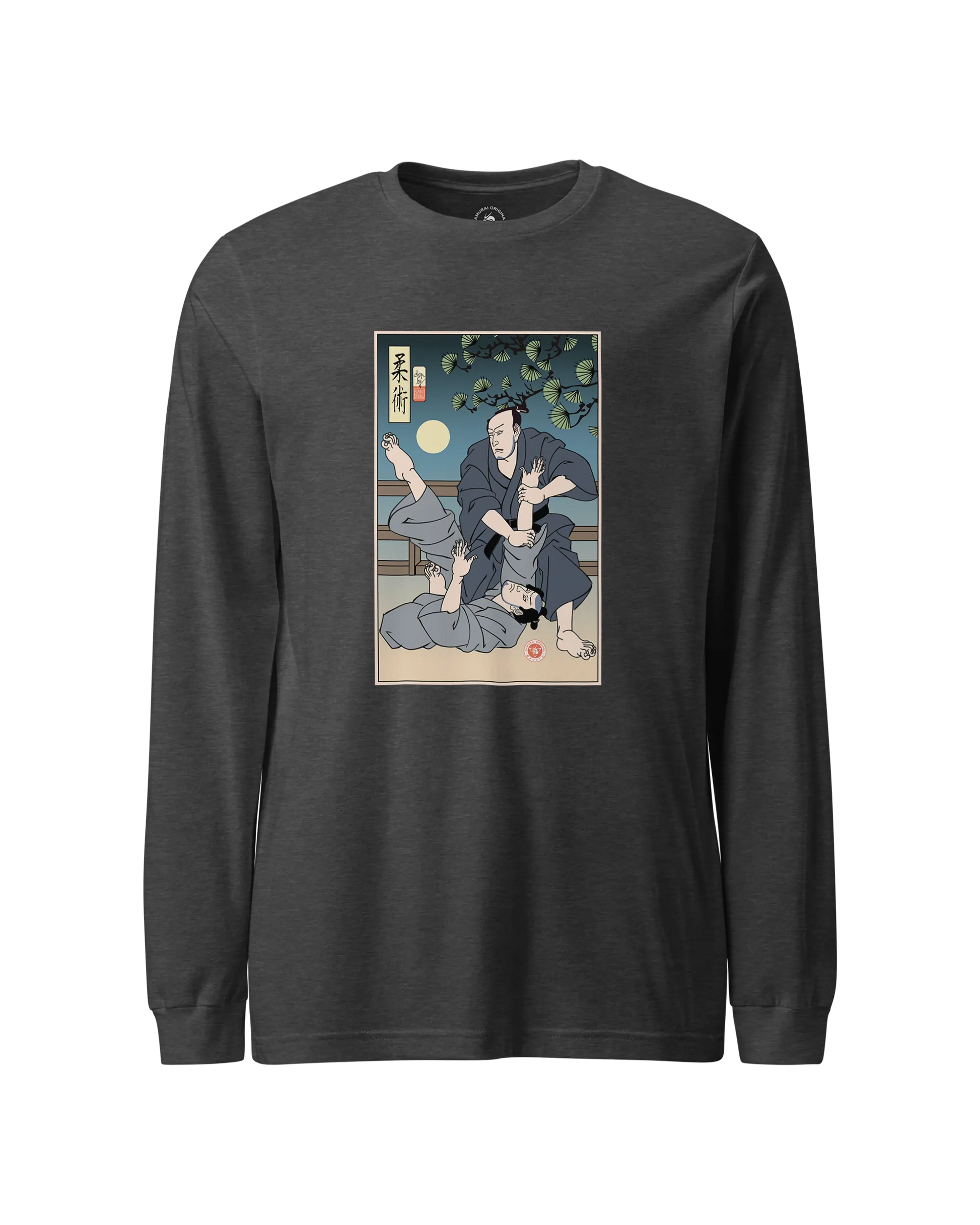 Brazilian Martial Jiu Jitsu 3 Ukiyo-e Unisex Long Sleeve Tee Dark Grey Heather - Samurai Original