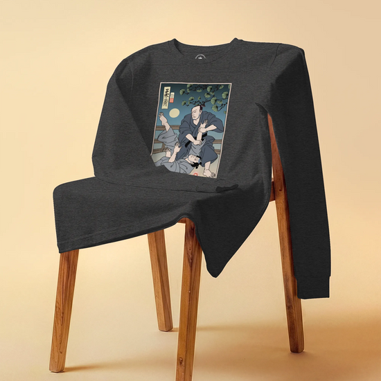 Brazilian Martial Jiu Jitsu 3 Ukiyo-e Unisex Long Sleeve Tee - Samurai Original