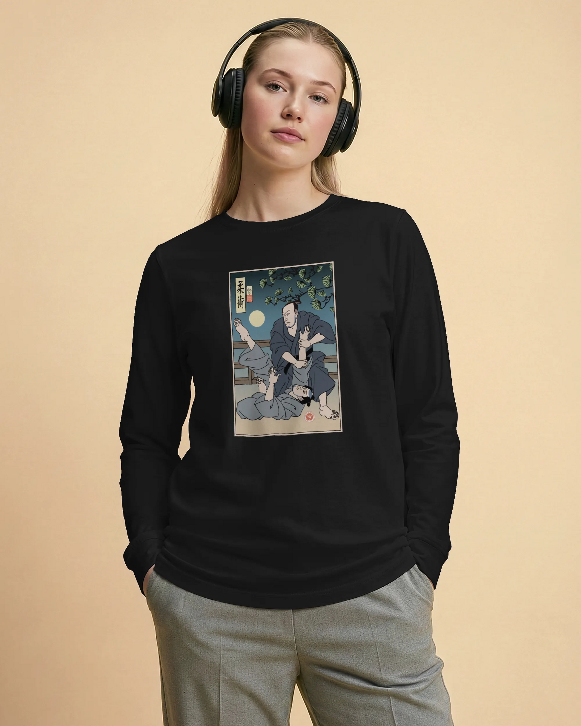 Brazilian Martial Jiu Jitsu 3 Ukiyo-e Unisex Long Sleeve Tee - Samurai Original