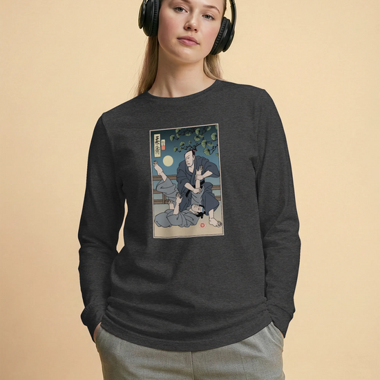 Brazilian Martial Jiu Jitsu 3 Ukiyo-e Unisex Long Sleeve Tee - Samurai Original