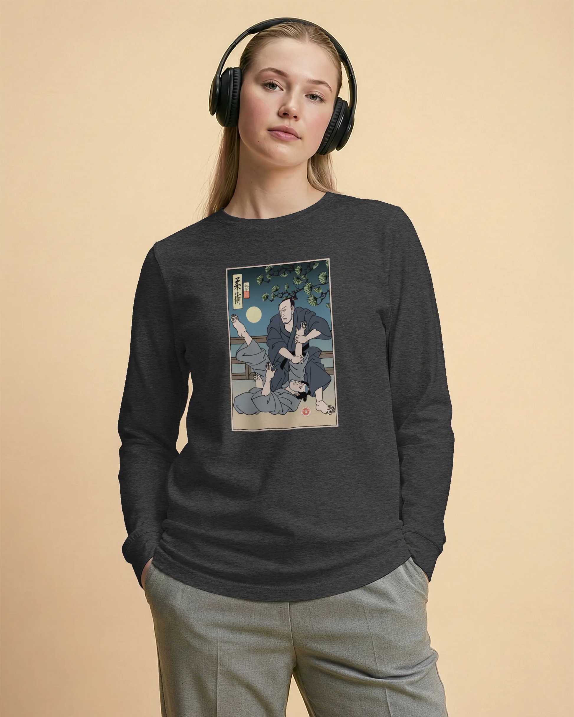 Brazilian Martial Jiu Jitsu 3 Ukiyo-e Unisex Long Sleeve Tee - Samurai Original