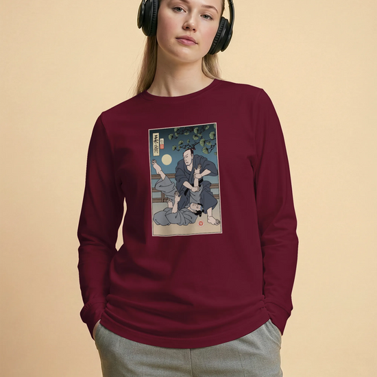 Brazilian Martial Jiu Jitsu 3 Ukiyo-e Unisex Long Sleeve Tee - Samurai Original