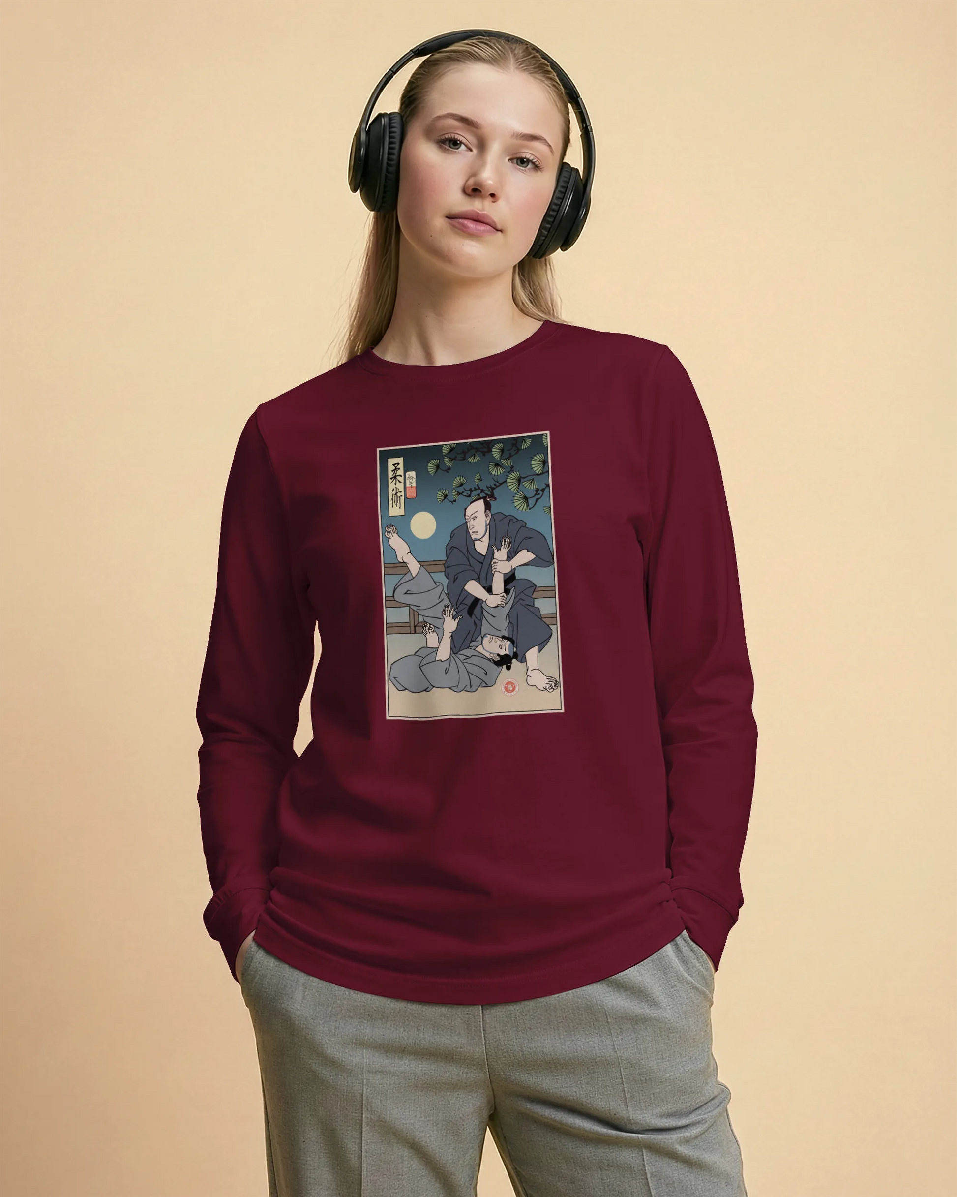 Brazilian Martial Jiu Jitsu 3 Ukiyo-e Unisex Long Sleeve Tee - Samurai Original