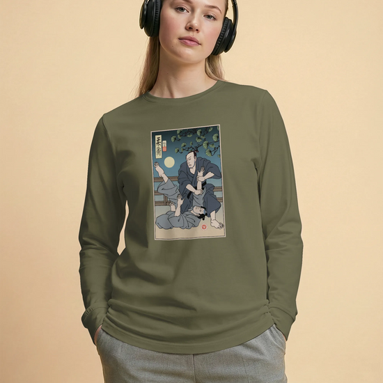 Brazilian Martial Jiu Jitsu 3 Ukiyo-e Unisex Long Sleeve Tee - Samurai Original