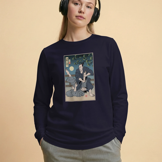 Brazilian Martial Jiu Jitsu 3 Ukiyo-e Unisex Long Sleeve Tee - Samurai Original