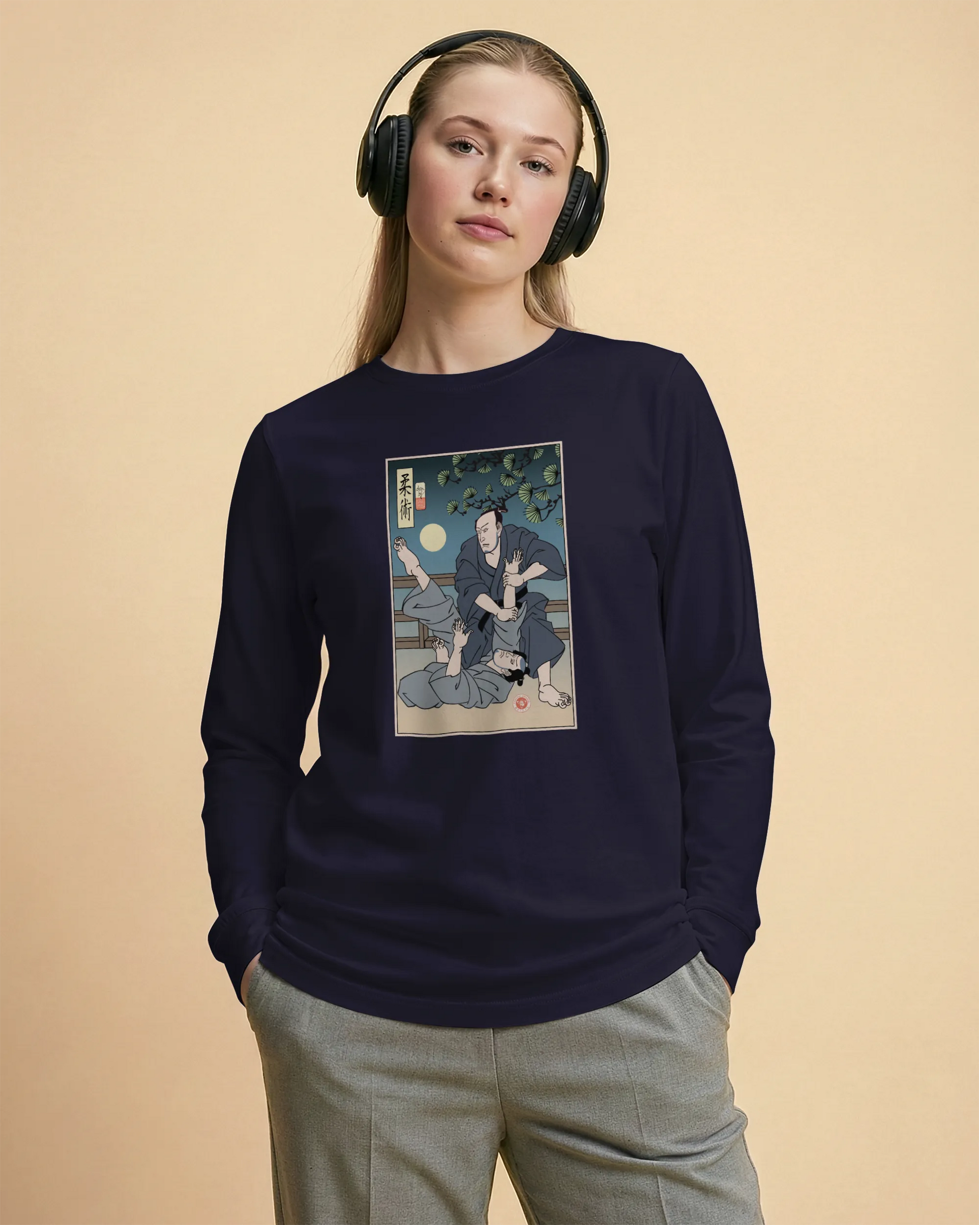 Brazilian Martial Jiu Jitsu 3 Ukiyo-e Unisex Long Sleeve Tee - Samurai Original