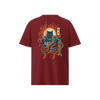 The Great Neko Fishing Organic T-shirt Burgundy - Samurai Original