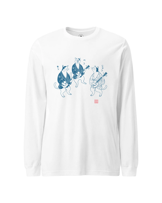 Cat Band Play Shamisen Unisex Long Sleeve Tee