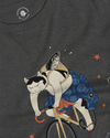 Cat Cycling Funny Japanese Ukiyo-e Unisex Long Sleeve Tee - Samurai Original