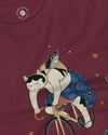 Cat Cycling Funny Japanese Ukiyo-e Unisex Long Sleeve Tee - Samurai Original