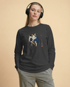 Cat Cycling Funny Japanese Ukiyo-e Unisex Long Sleeve Tee - Samurai Original